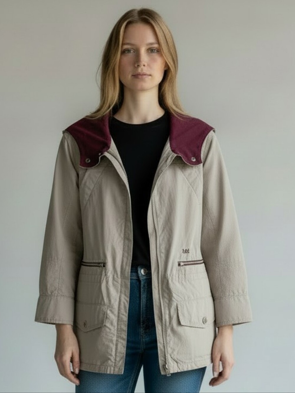UNIQLO UNDERCOVER By Jun Takahashi Utility Jacket with Burgundy Hood Lining